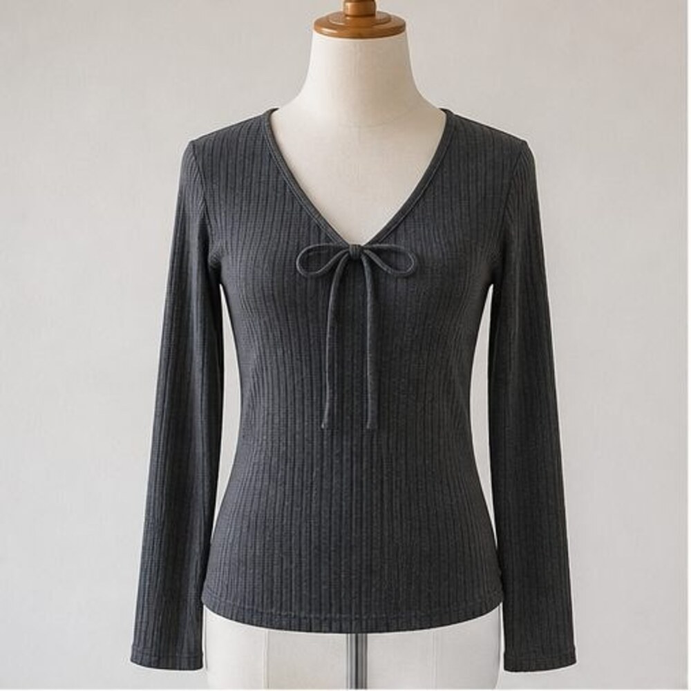 Charcoal Wrap Blouse
